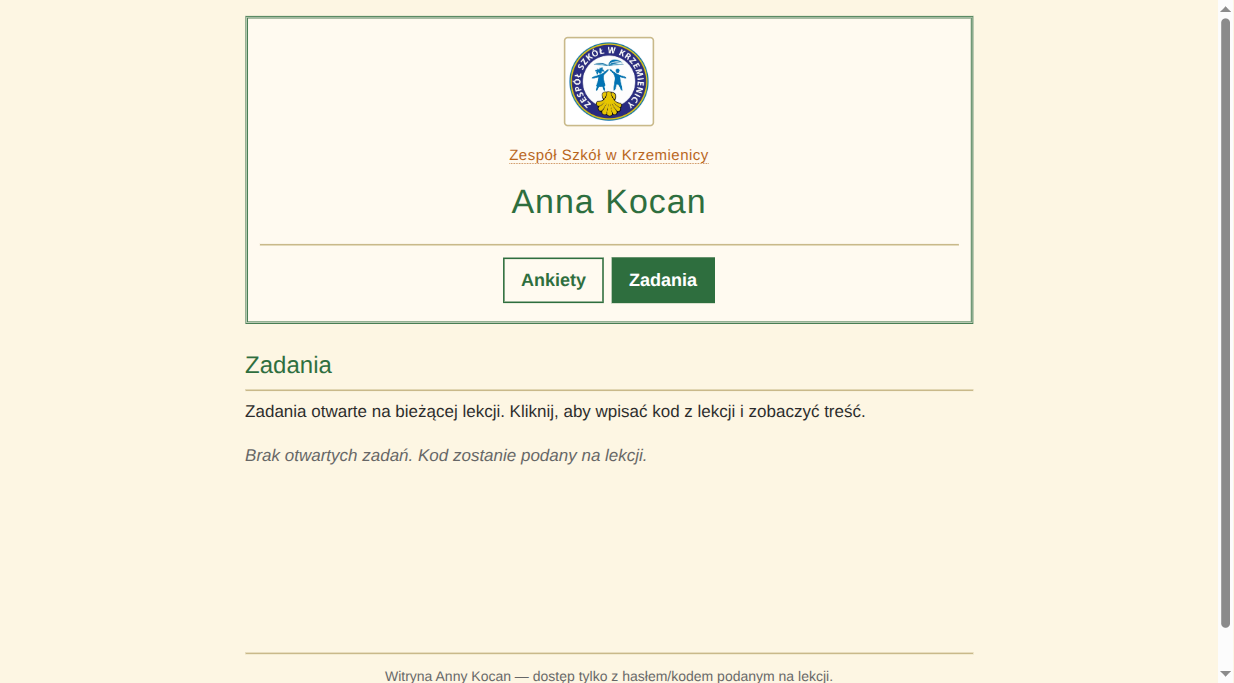 kocan.pl — platforma dla nauczycielki