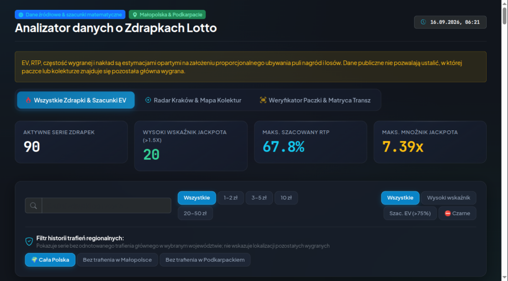 Lotto — analizator zdrapek i losowań