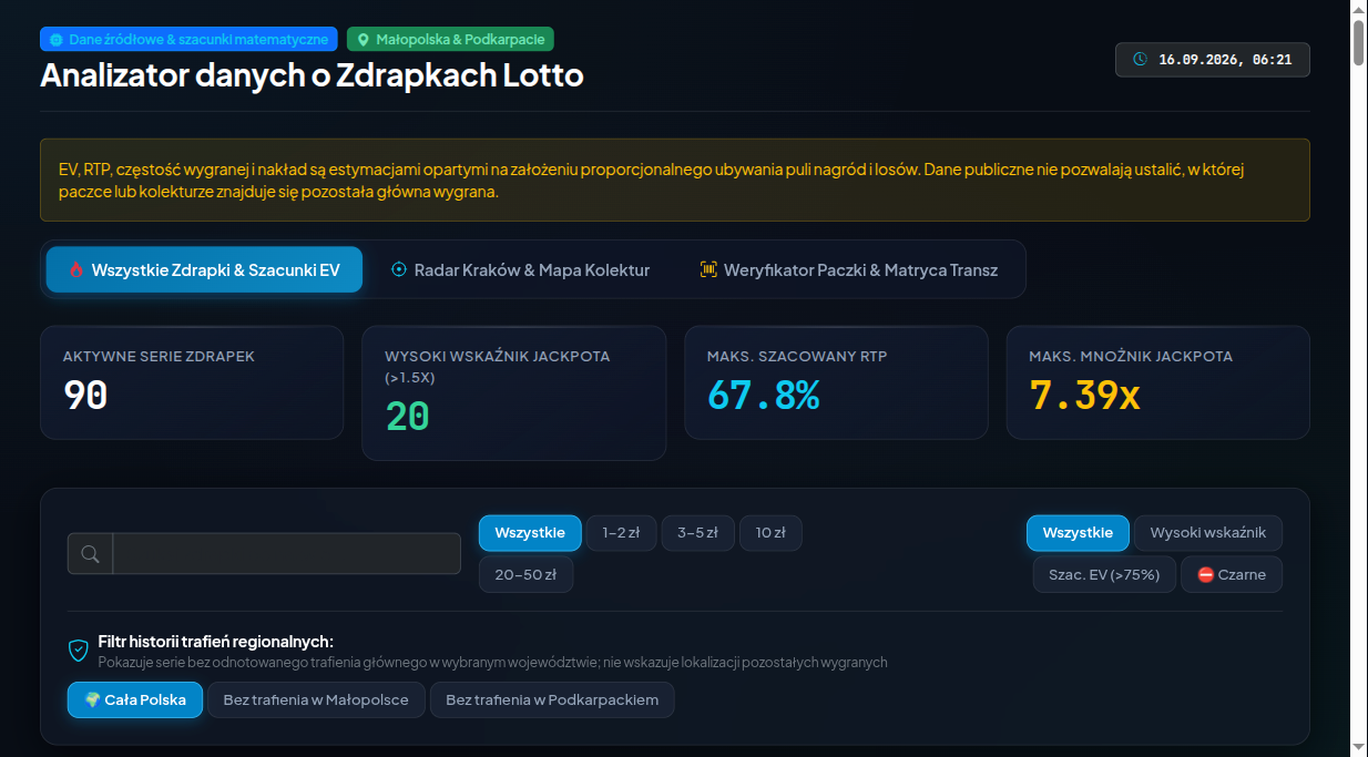 Lotto — analizator zdrapek i losowań